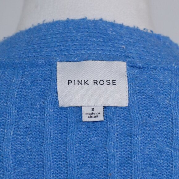 Pink Rose Womens Small Sweater Cardigan with Buttons Cropped GUC 19” pit to pit - Picture 5 of 7